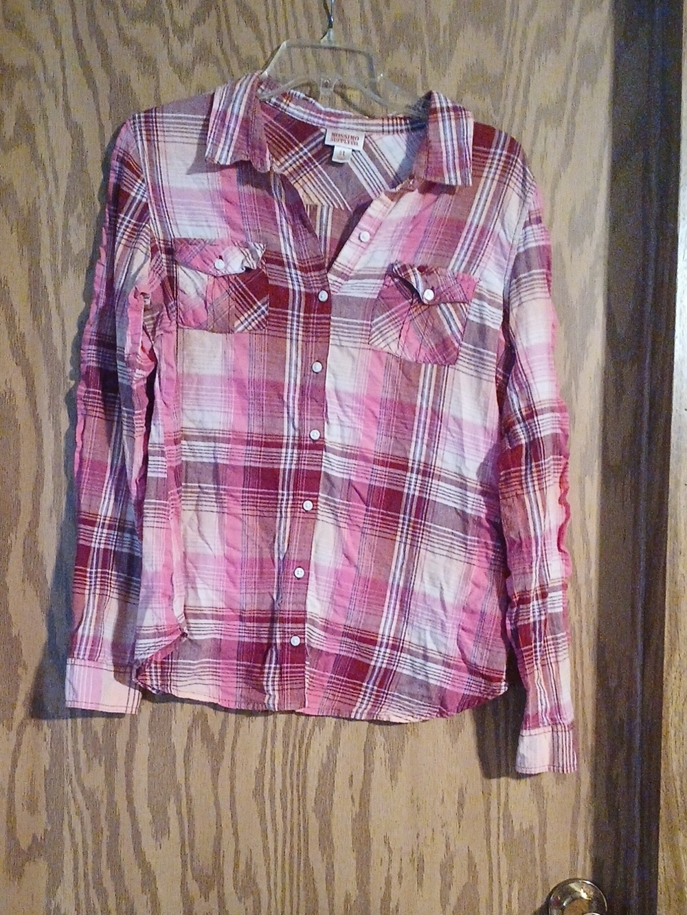 Mossimo Supply Co. Pink and White Plaid Button-Down Shirt